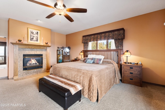 1515 N Happy Valley Rd Unit 3 & 4, Prescott, AZ 86305 - carpeted bedroom with a high end fireplace and ceiling fan