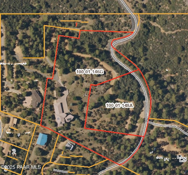 1515 N Happy Valley Rd Unit 3 & 4, Prescott, AZ 86305 - aerial overview of property's location featuring property parcel outlined