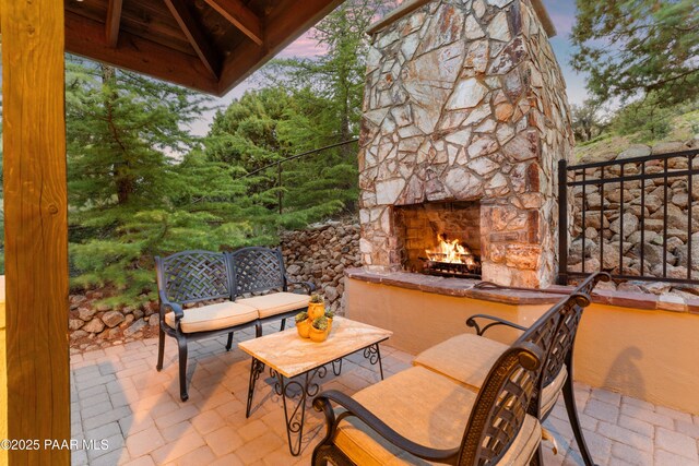 1515 N Happy Valley Rd Unit 3 & 4, Prescott, AZ 86305 - view of patio with an outdoor stone fireplace