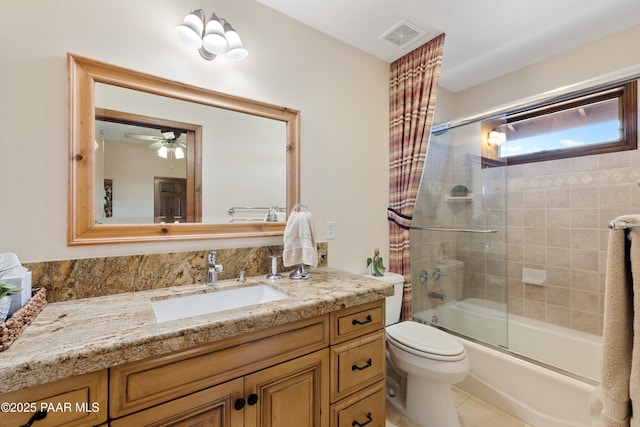 1515 N Happy Valley Rd Unit 3 & 4, Prescott, AZ 86305 - full bath with vanity, shower / bath combination with glass door, a ceiling fan, and tile patterned floors