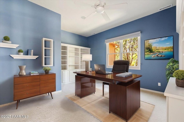 13375 N Iron Hawk Dr, Prescott, AZ 86305 - office with light colored carpet, visible vents, ceiling fan, and baseboards