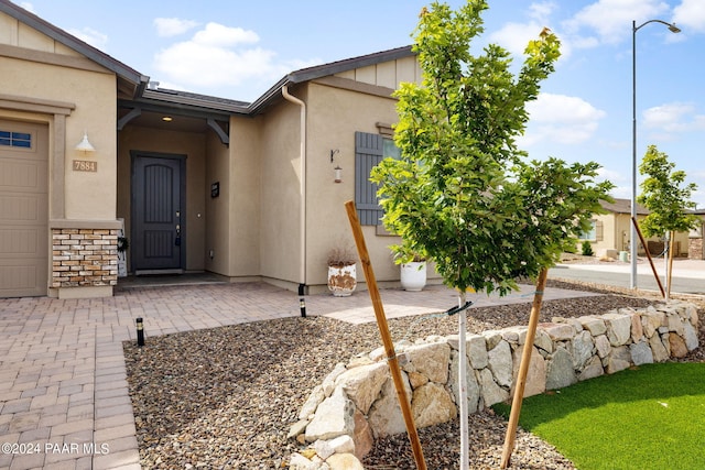 entrance to property with a garage