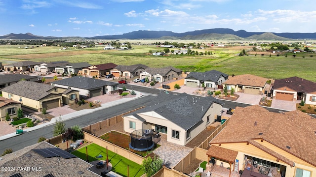 drone / aerial view featuring a mountain view