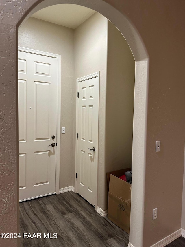 foyer entrance featuring dark hardwood / wood-style flooring