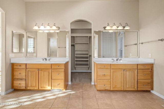 bathroom featuring vanity and tile patterned floors