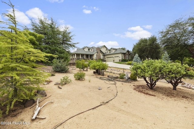 view of yard featuring a garage