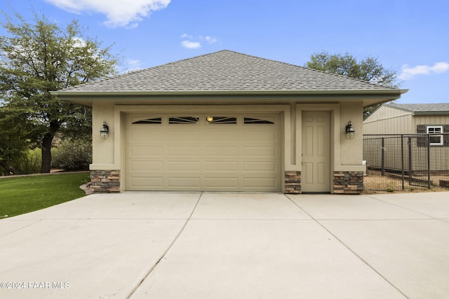 view of garage