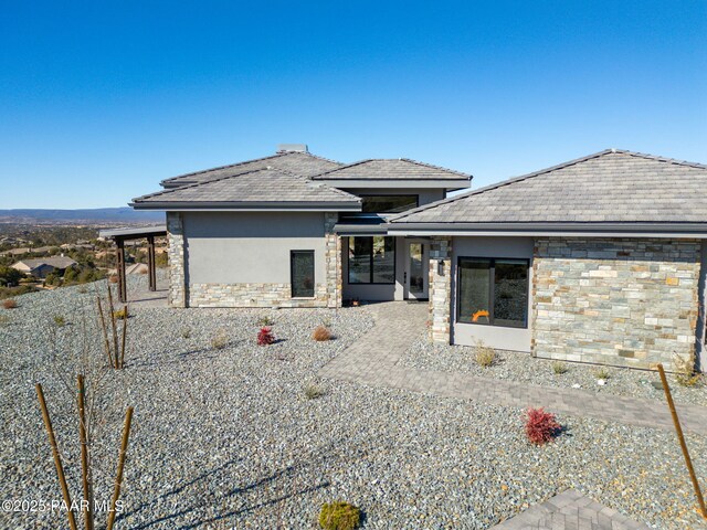 5535 W Corliss Cir, Prescott, AZ 86305 - back of property featuring stone siding and stucco siding