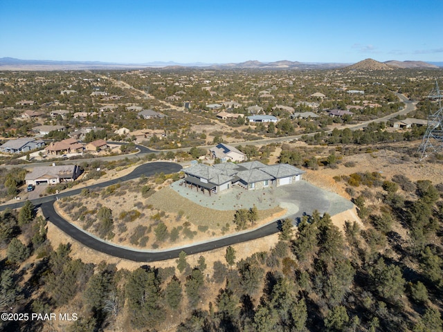 aerial view with a mountain view