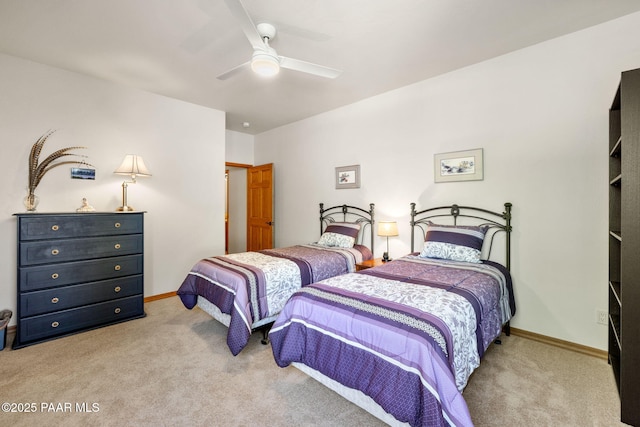 4710 Echo Canyon Pl, Prescott, AZ 86301 - bedroom with baseboards, a ceiling fan, and light colored carpet