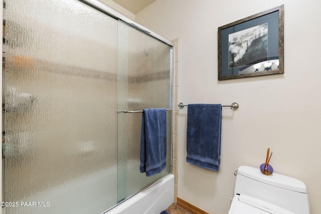 4710 Echo Canyon Pl, Prescott, AZ 86301 - full bathroom featuring toilet, shower / bath combination with glass door, and baseboards