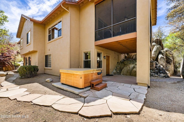 4710 Echo Canyon Pl, Prescott, AZ 86301 - back of house featuring stucco siding, a hot tub, and a patio area