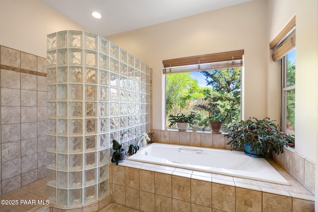 4710 Echo Canyon Pl, Prescott, AZ 86301 - bathroom featuring a bath, a walk in shower, and a healthy amount of sunlight