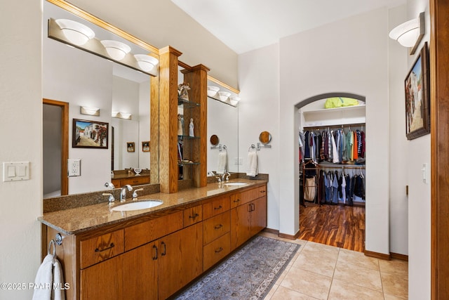 4710 Echo Canyon Pl, Prescott, AZ 86301 - bathroom featuring double vanity, a sink, tile patterned floors, and baseboards