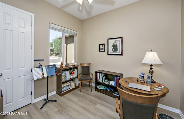6582 E Farmstead Rd, Prescott Valley, AZ 86314 - home office with ceiling fan and wood finished floors