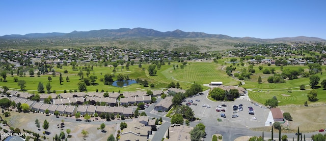 aerial view with a water and mountain view