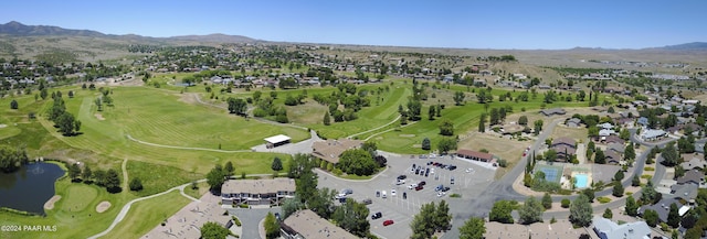 bird's eye view featuring a water and mountain view