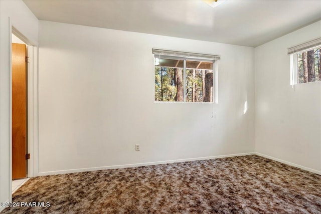 carpeted spare room featuring plenty of natural light