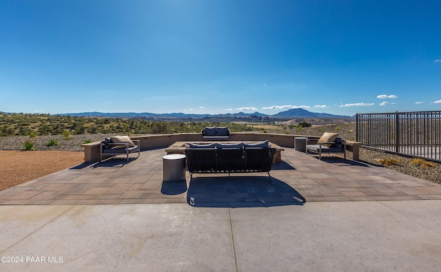 view of patio featuring a mountain view