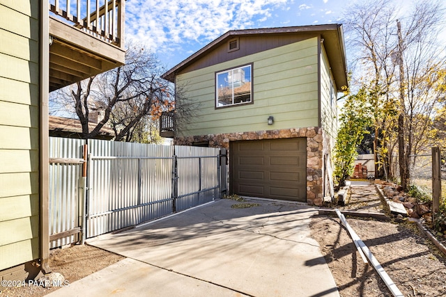 view of home's exterior featuring a garage