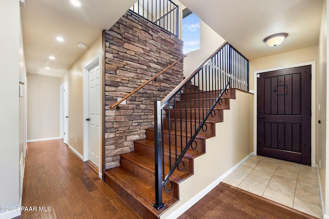 entrance foyer with hardwood / wood-style flooring