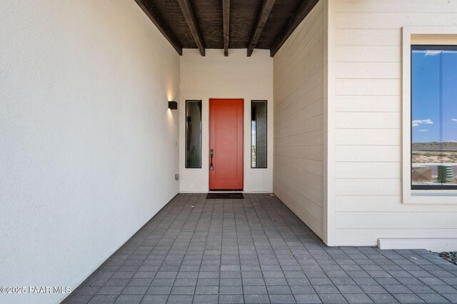 5711 E Hahn St, Prescott Valley, AZ 86314 - doorway to property featuring stucco siding