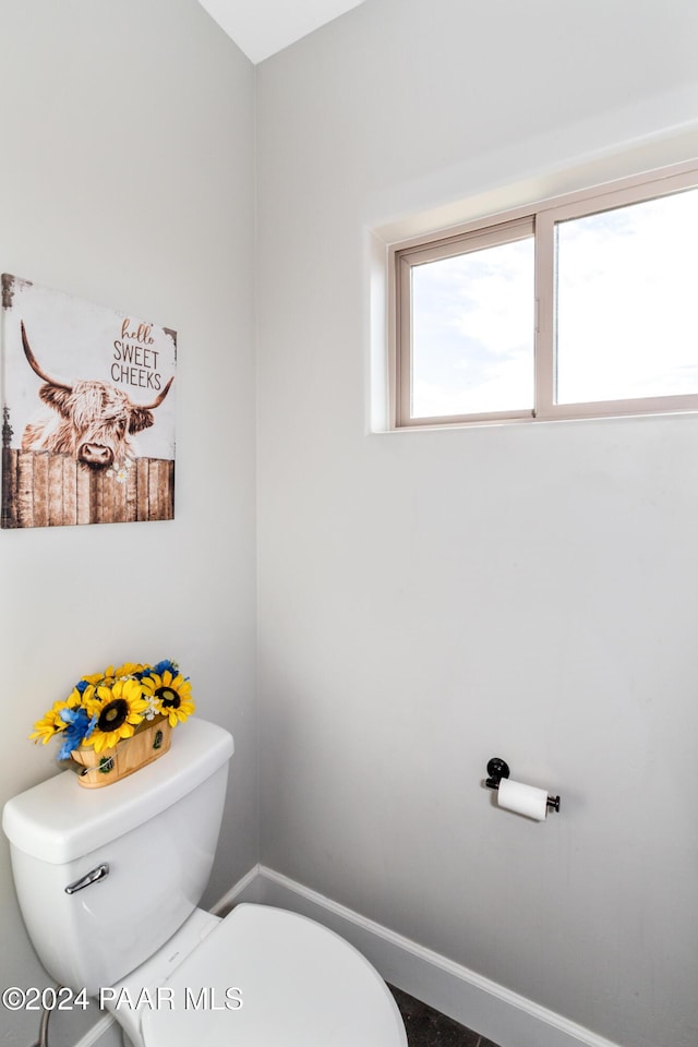 bathroom with toilet and baseboards