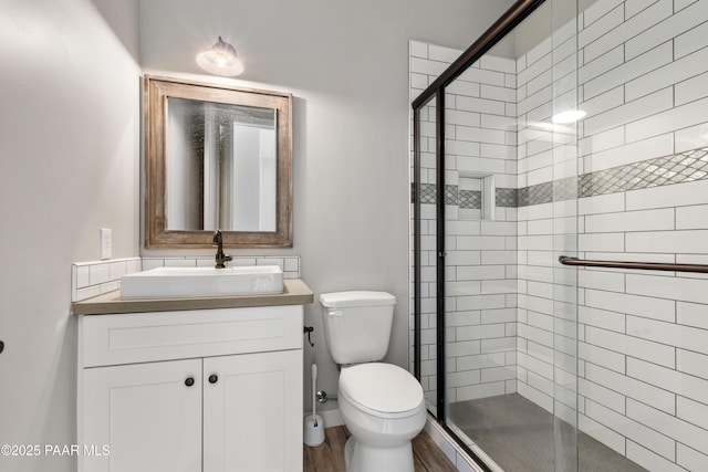 9550 N Manger Rd, Prescott Valley, AZ 86314 - full bath with a stall shower, vanity, and wood finished floors