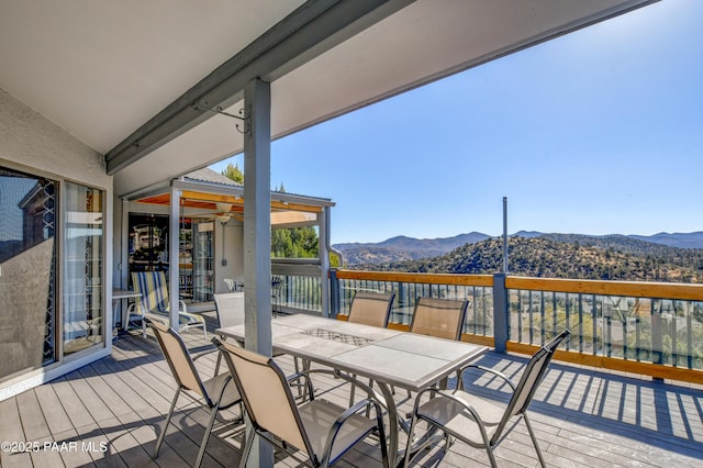 deck with a mountain view