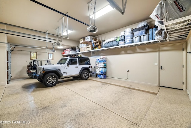 garage with a garage door opener