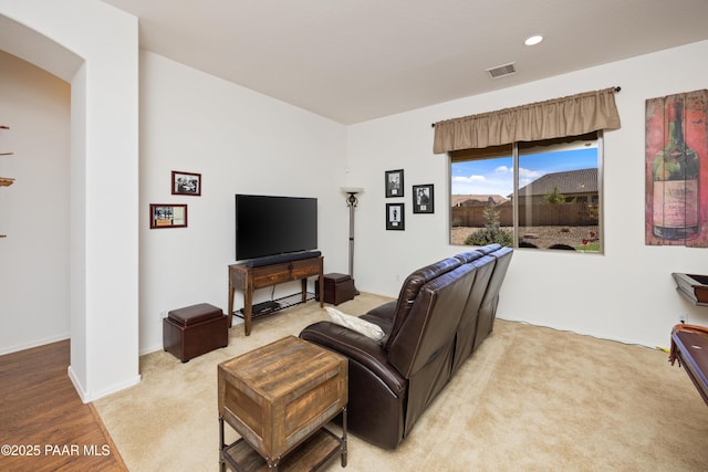 6543 E Falon Ln, Prescott Valley, AZ 86314 - living room featuring light carpet and recessed lighting