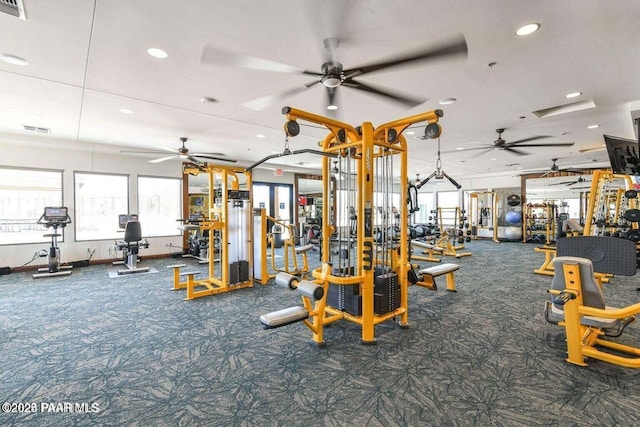 6543 E Falon Ln, Prescott Valley, AZ 86314 - gym with a ceiling fan, recessed lighting, and carpet