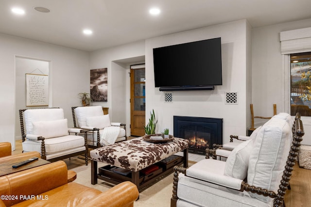 living room featuring light wood-type flooring