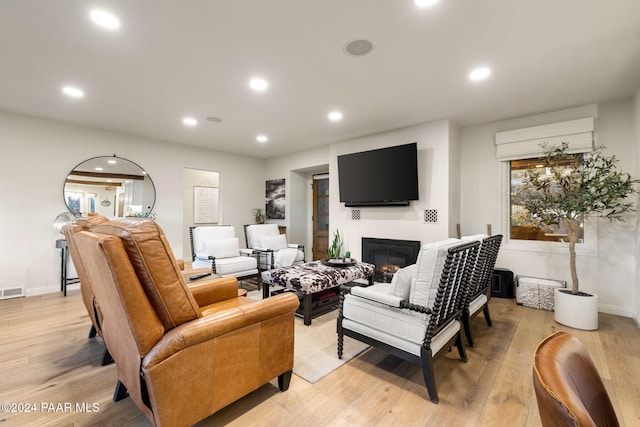 living room featuring light wood-type flooring