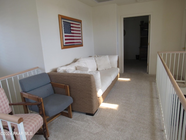 living room with light carpet
