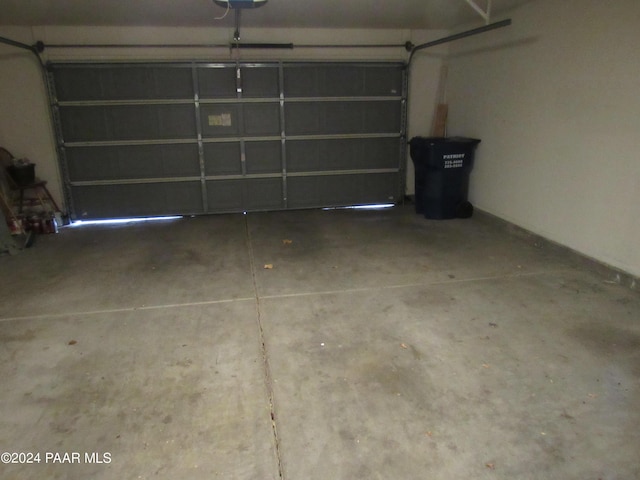 garage with a garage door opener