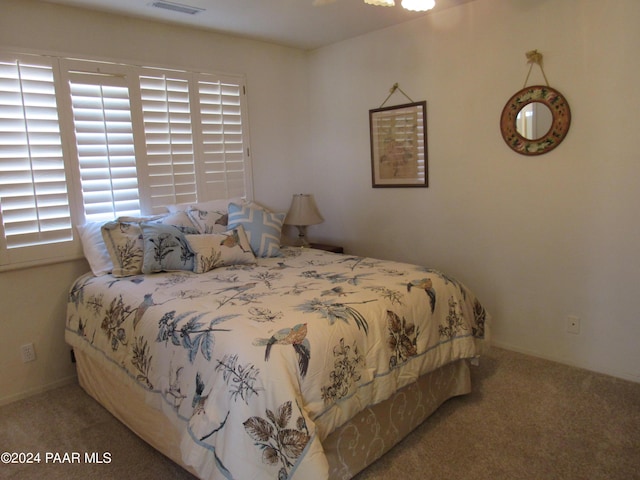 carpeted bedroom with multiple windows
