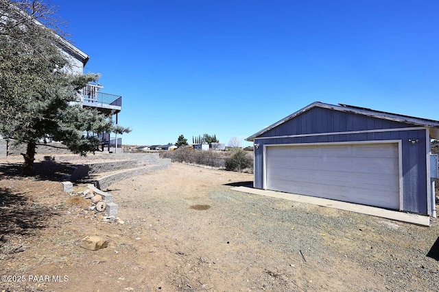 view of detached garage