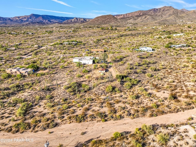 drone / aerial view featuring a mountain view