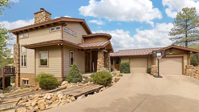 view of front facade with a garage