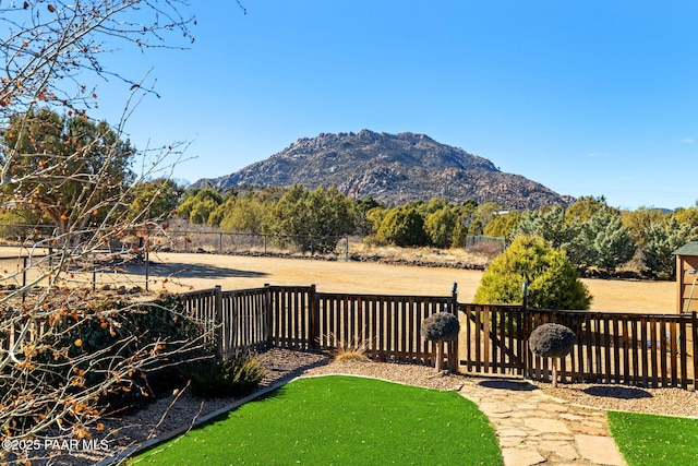 view of yard with a mountain view