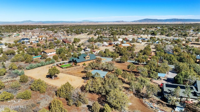 6850 N Harris Dr, Prescott, AZ 86305 - aerial view of property's location with a mountain backdrop and nearby suburban area