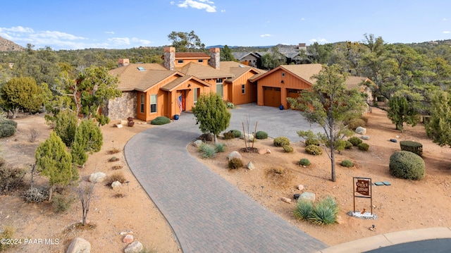 view of front of property with a garage