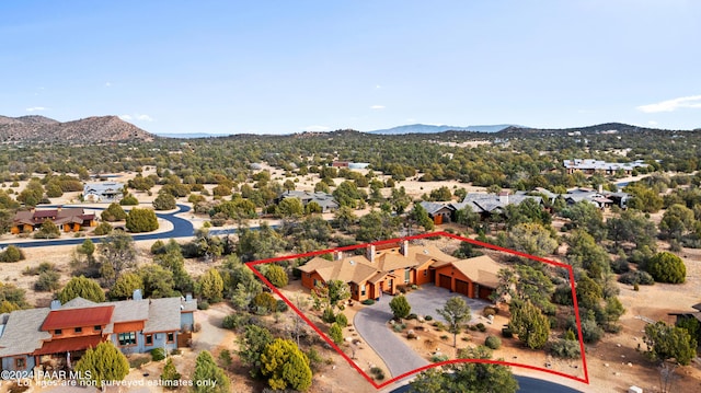 bird's eye view featuring a residential view and a mountain view