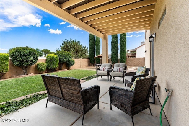1395 N Rustlers Roost, Dewey-Humboldt, AZ 86327 - fenced backyard with an outdoor hangout area and a patio area