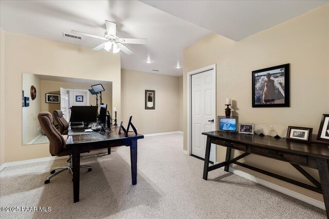 1395 N Rustlers Roost, Dewey-Humboldt, AZ 86327 - carpeted home office with baseboards and a ceiling fan