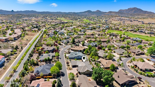 birds eye view of property featuring a residential view and a mountain view