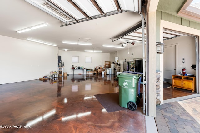 garage with a garage door opener