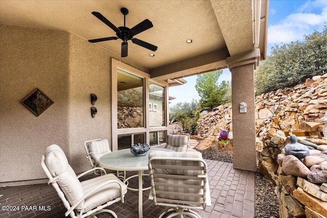 view of patio / terrace with ceiling fan