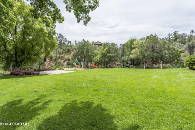 view of yard featuring a playground